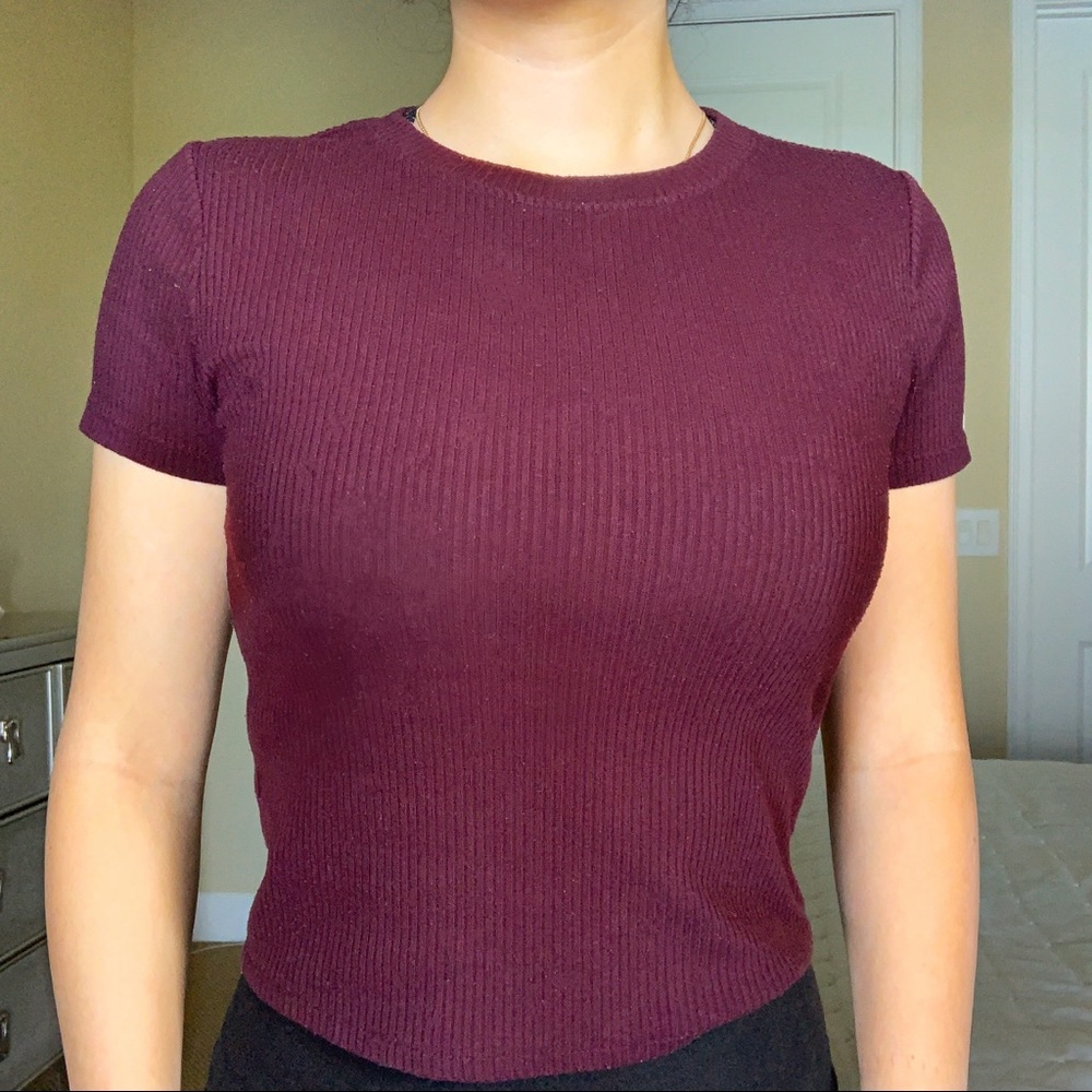 FOREVER 21 Plum Purple Ribbed Crop Top